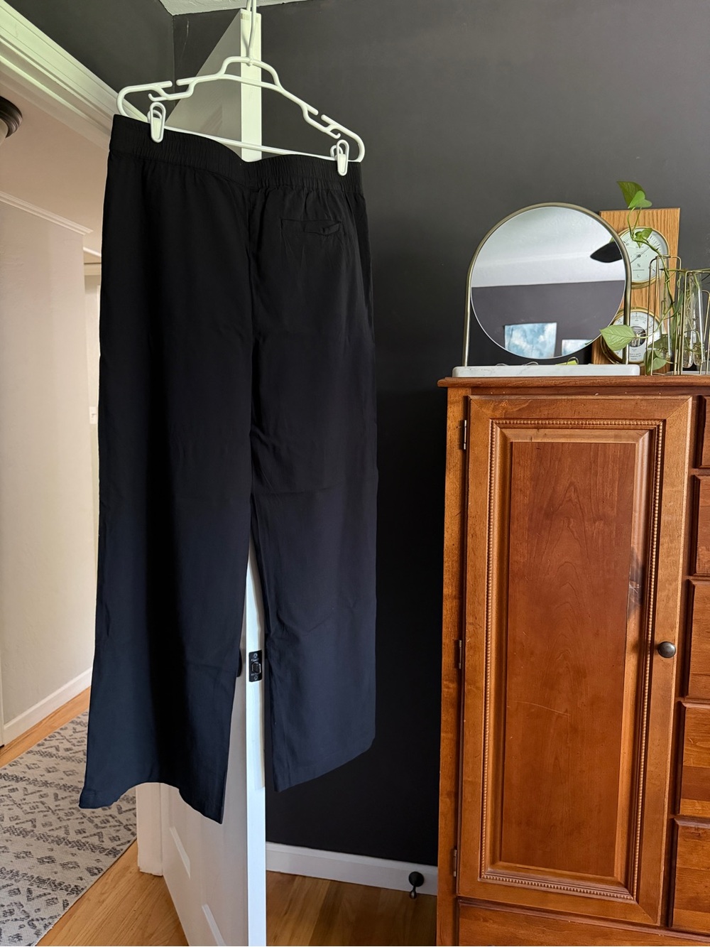 Marine Layer Black Wide-Leg Elastic-Waist Pants